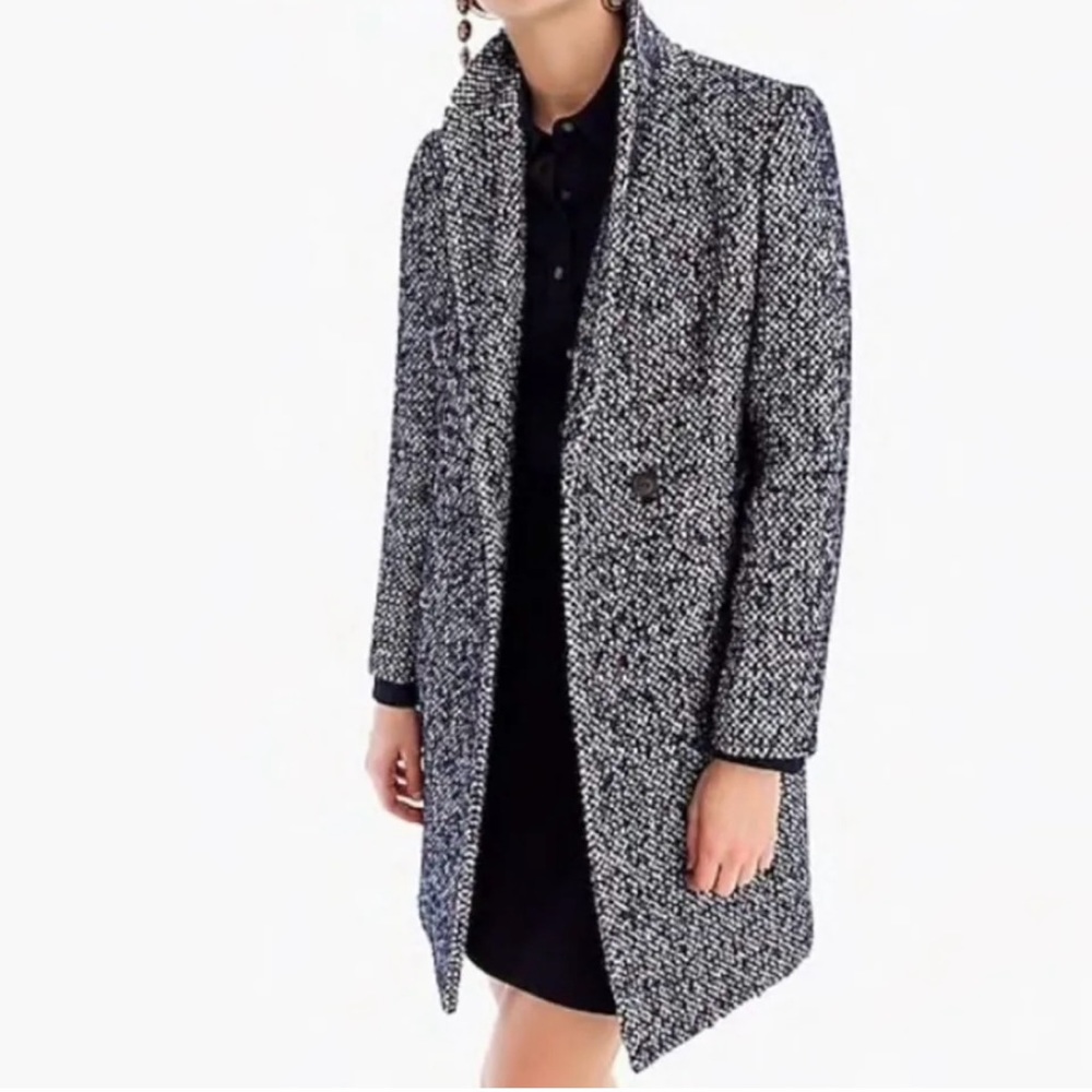 J.Crew Daphne Topcoat In Italian Tweed Jacket  Navy Speckle